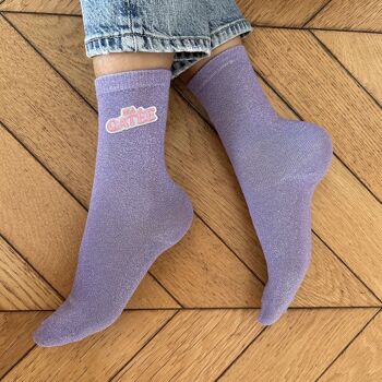 Chaussettes à paillettes pour femme - Ma Gatée Violet