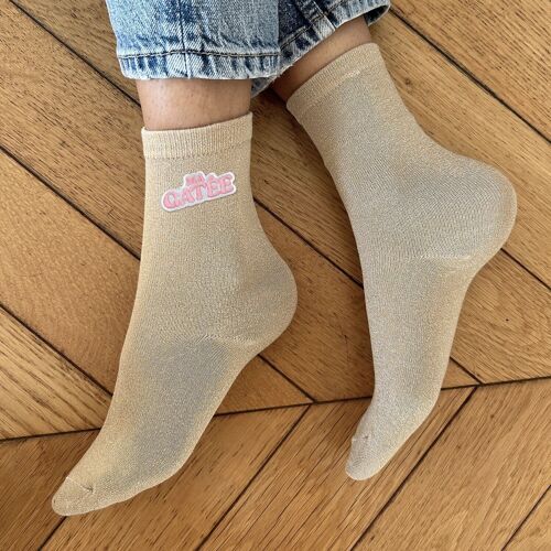 Chaussettes à paillettes pour femme - Ma Gatée Doré