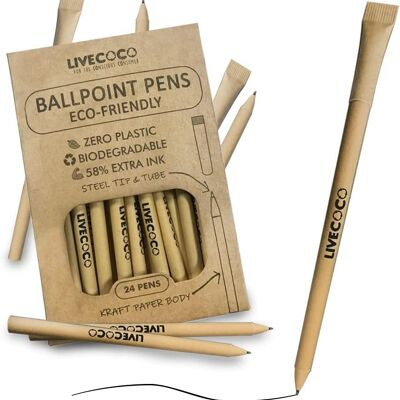 Paper Ballpoint Pens - 24 Pack