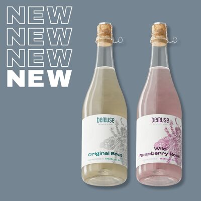 Non-alcoholic sparkling wine low sugar all natural ingredients made with honey - Wild Raspberry Rosé & Original Brut