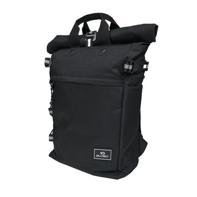 100% recycled polyester Roll-top backpack - Black