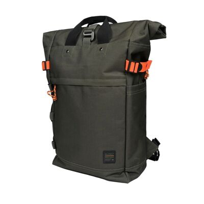 Rolltop backpack 100% recycled polyester Khaki