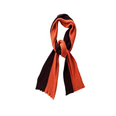 Rib scarf two-tone red-brown/orange