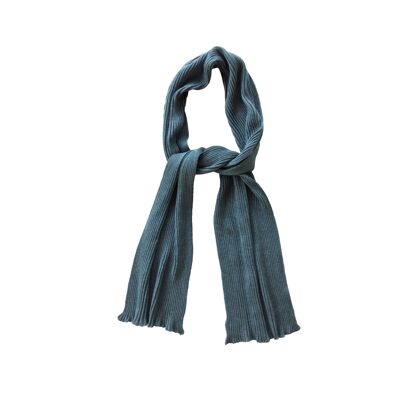 Ribbed scarf plain blue petrol