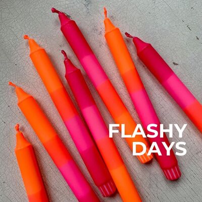 Dip Dye Kerzen im 3er-Set / handgefärbte Stabkerzen „FLASHY DAYS”