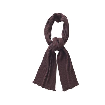 Rib scarf plain red-brown