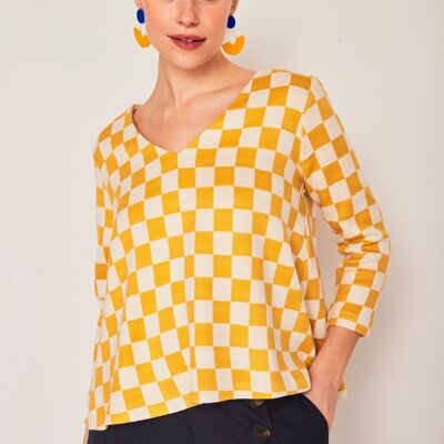 YELLOW PARROT STITCH top