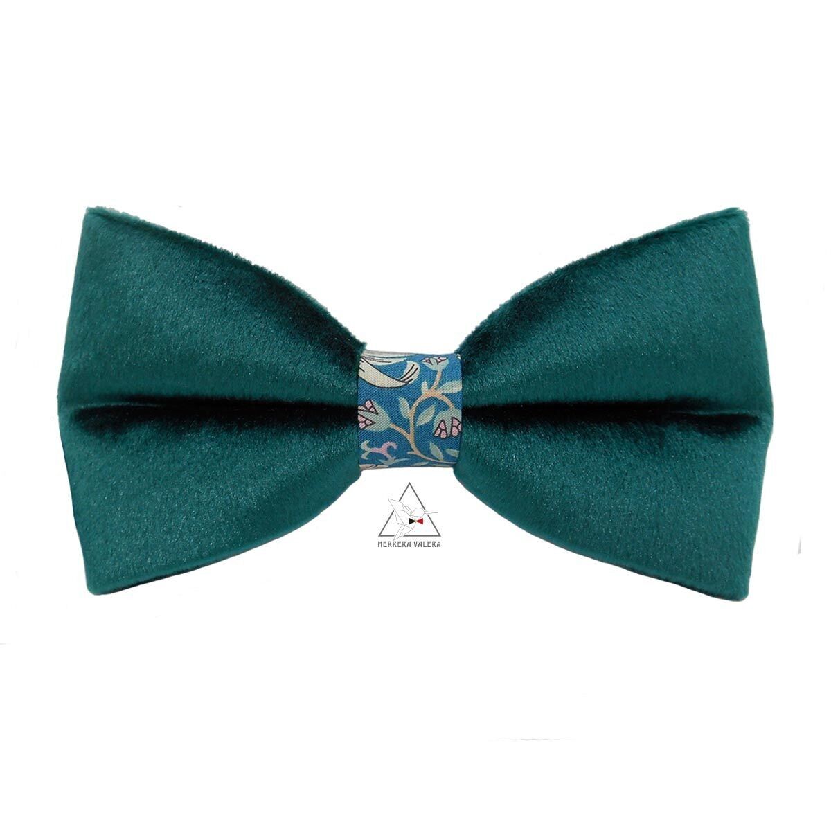 Papillon in velluto verde pavone