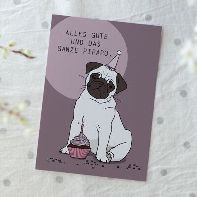Postcard Pug, all the best and the whole peep