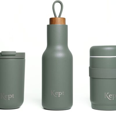 Paquete Kept - Botella de agua, taza de viaje y frasco de comida x 3 - Pizarra