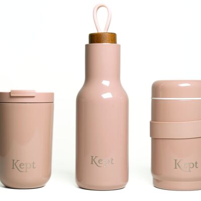 Kept Bundle – Wasserflasche, Reisebecher und Lebensmittelbehälter x 3 – Sandstein