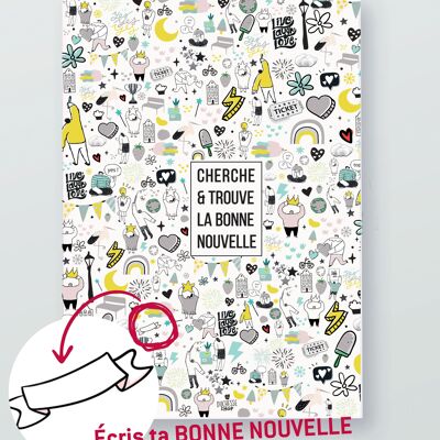 Affiche Cherche et trouve la bonne nouvelle, cadeau idéal pour annoncer LA BONNE NOUVELLE