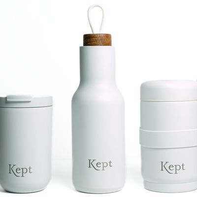Paquete guardado: botella de agua, taza de viaje y frasco de comida x 3 - Tiza