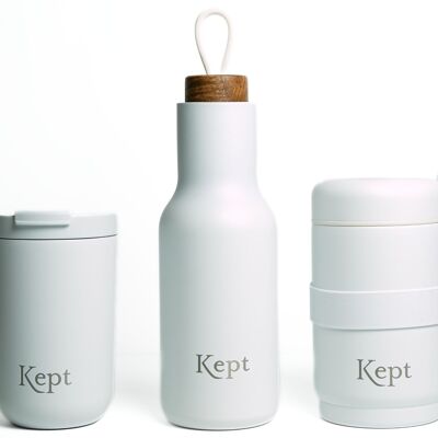 Kept Bundle – Wasserflasche, Reisebecher und Lebensmittelbehälter x 3 – Kreide