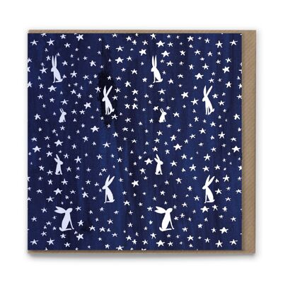 HCP140 Grußkarte mit hellem Sternenhasen-Muster