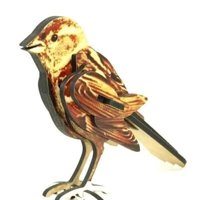 3D wooden puzzle multicolored sparrow