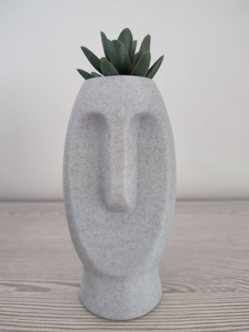 Maceta con forma de tótem Moai  - Decoración para el hogar y jardín.