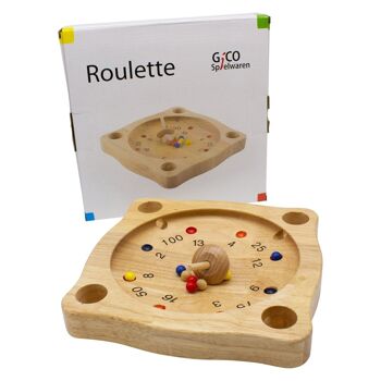 GICO Roulette tyrolienne en bois avec toupie et boules en bois, roulette paysanne 22 x 22 cm - 7958 1