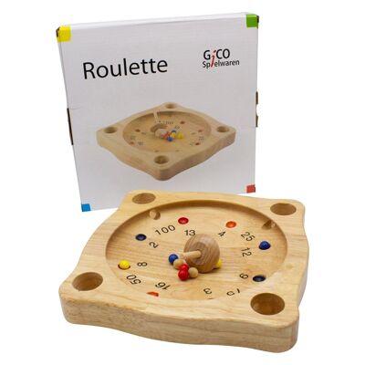 GICO Roulette tirolese in legno con trottola e palline di legno, roulette del contadino 22 x 22 cm - 7958