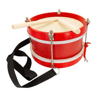 Marching drum Children's drum made of wood with carrying strap and 2 batons, D 22cm, drum for children 3848