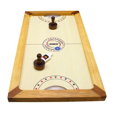 Air hockey table hockey shuffle puck game made of wood with complete accessories and lubricating powder - 2910