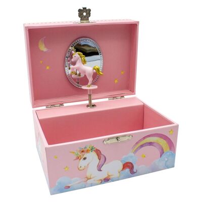 GICO Kinder Spieluhr Schmuckkästchen für Mädchen Schmuckbox pink, Einhorn - Melodie: Schwanensee - 92059