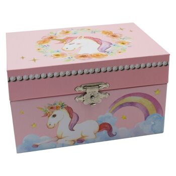 GICO boîte à musique pour enfants boîte à bijoux pour filles boîte à bijoux rose, licorne - mélodie : Le Lac des Cygnes - 92059 2