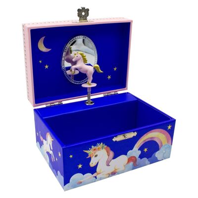 GICO boîte à musique pour enfants boîte à bijoux pour filles boîte à bijoux bleu, licorne - mélodie : Lac des Cygnes - 92060