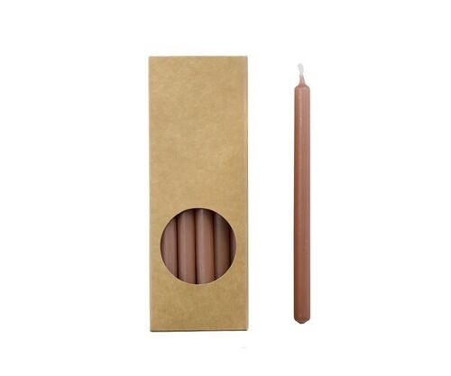 Cactula pencil dinner candles in gift box 20 pcs 1.2 x 17 cm color Brique