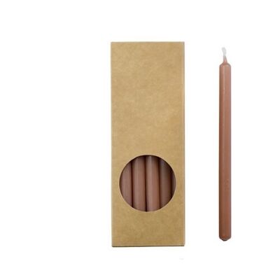 Cactula-Bleistiftkerzen in Geschenkbox, 20 Stück, 1,2 x 17 cm, Farbe Brique
