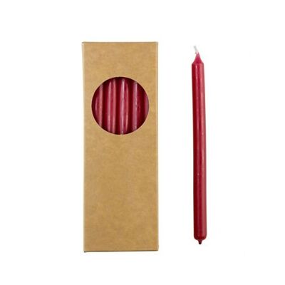 Cactula-Bleistiftkerzen in Geschenkbox, 20 Stück, 1,2 x 17 cm, Farbe Rot