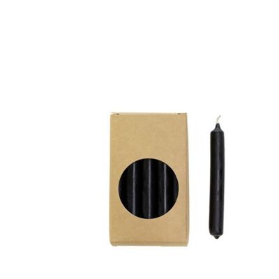 Cactula-Bleistiftkerzen in Geschenkbox, 20 Stück, 1,2 x 10 cm, Farbe Schwarz