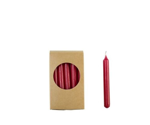 Cactula pencil dinner candles in gift box 20 pcs 1.2 x 10 cm color Red
