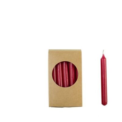 Cactula-Bleistiftkerzen in Geschenkbox, 20 Stück, 1,2 x 10 cm, Farbe Rot