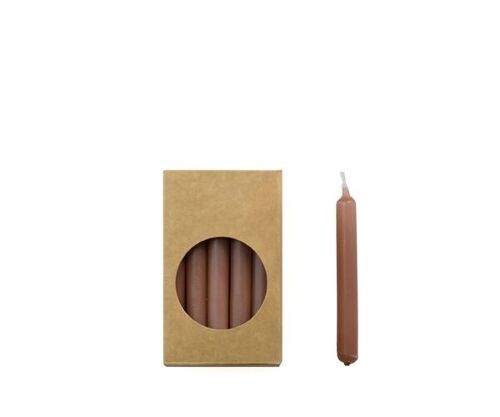 Cactula pencil dinner candles in gift box 20 pcs 1.2 x 10 cm color Brique