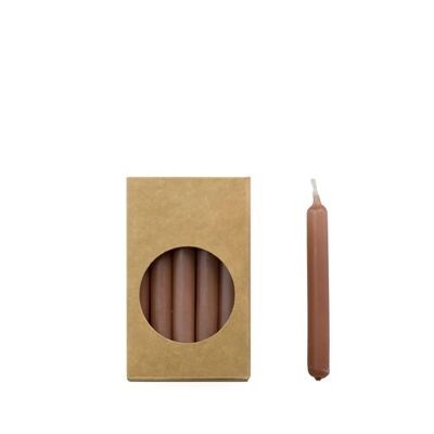 Cactula-Bleistiftkerzen in Geschenkbox, 20 Stück, 1,2 x 10 cm, Farbe Brique