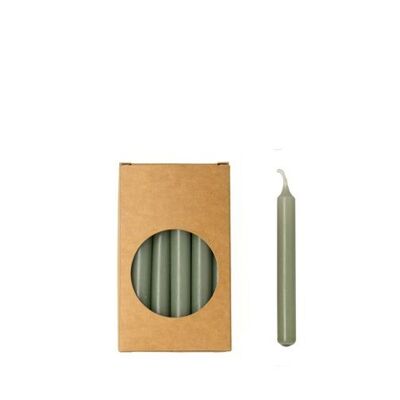 Bougies de dîner en forme de crayon Cactula dans une boîte cadeau 20 pièces 1,2 x 10 cm couleur Eucalyptys
