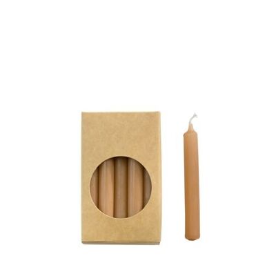 Bougies de dîner en forme de crayon Cactula dans une boîte cadeau 20 pièces 1,2 x 10 cm couleur Caramel