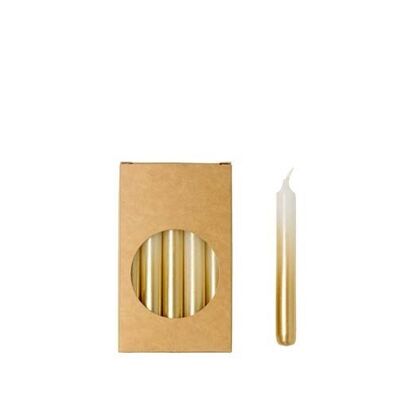 Velas tipo lápiz Cactula en caja de regalo 20 piezas 1,2 x 10 cm color Oro blanco