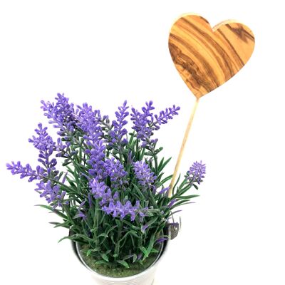 Broche en forme de cœur en bois d'olivier pour remerciement