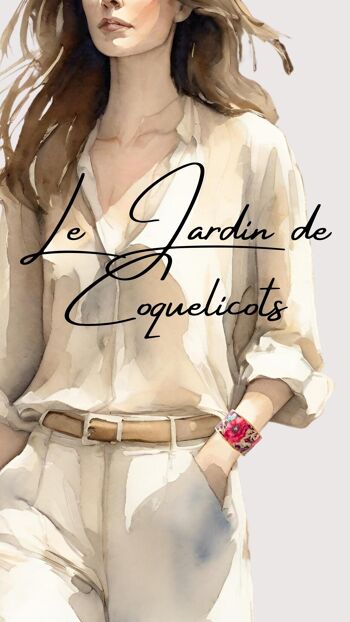 Bracelet Manchette "Le Jardin de Coquelicots" 5