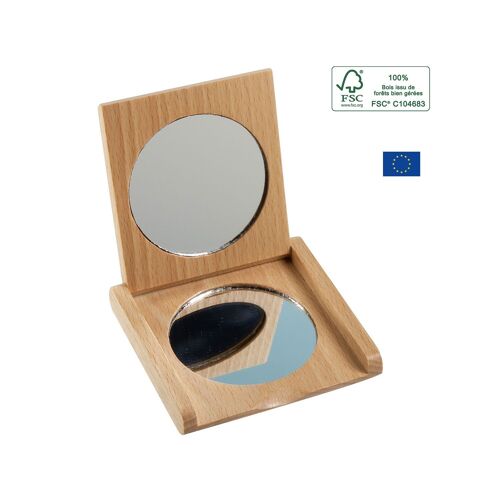 Miroir de poche en bois