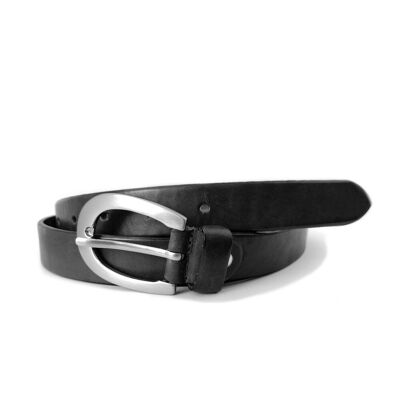 Leather belt. AV QM1 BLACK 25 mm.