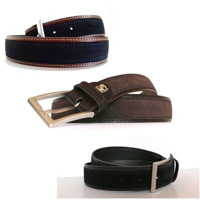 PACK of 6 Leather belt.   AV 7 BLACK, NAVY AND BROWN.