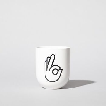 Mug en porcelaine OK - blanc mat - fait main 1