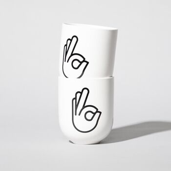 Mug en porcelaine OK - blanc mat - fait main 2