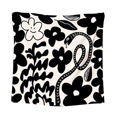 Medium Scarf BLACK_PSYCHO FLOWER