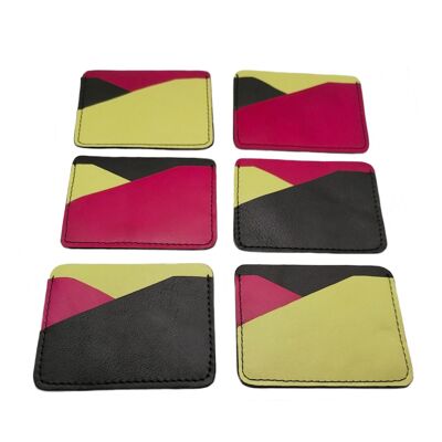 PACK of 6 multicolored leather card holder SERIES CARD 2.
