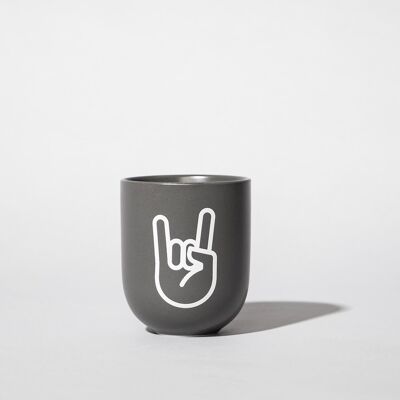 Taza de porcelana ROCK`n`ROLL – gris mate - hecha a mano