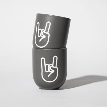 Mug en porcelaine ROCK`n`ROLL – gris mat - fait main 2